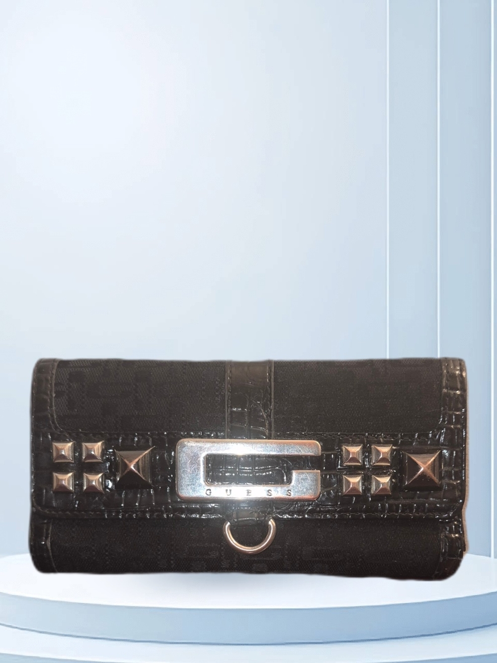 GUESS Black Studded Clutch Wallet